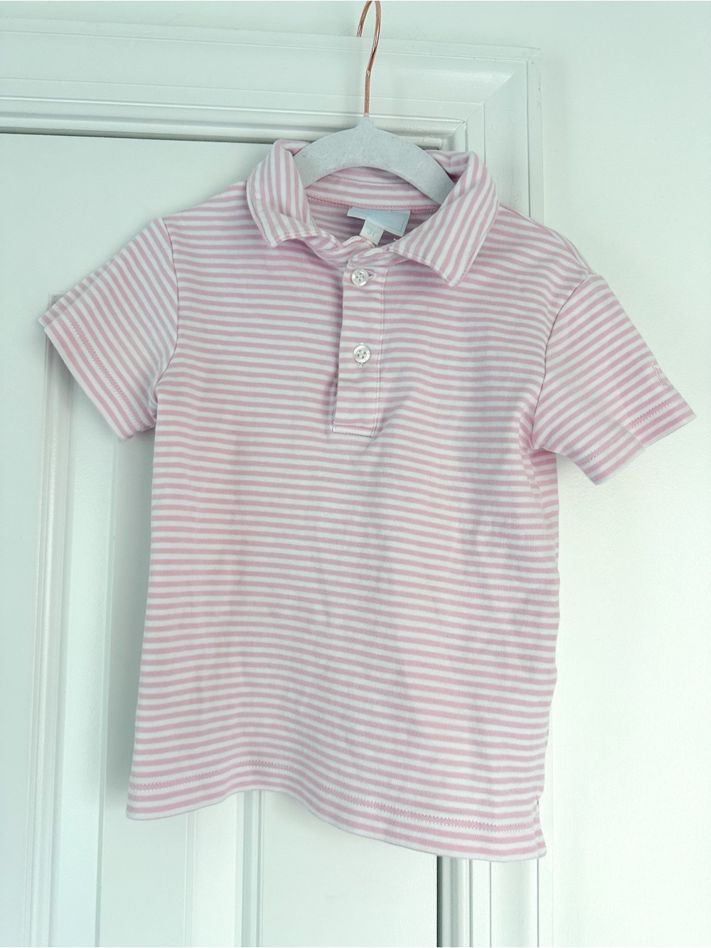 Little English pink stripe polo 3T EUC